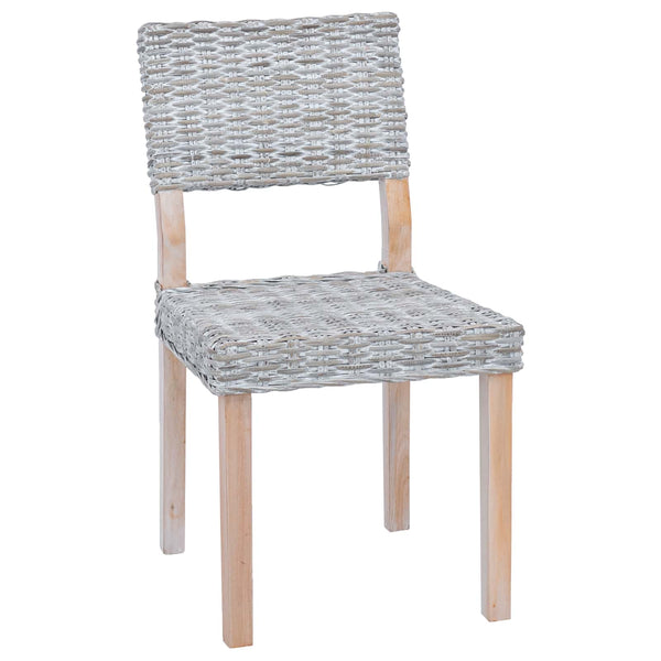 vidaXL Dining Chair 2 pcs White Washed 46 x 55 x 84 cm Kubu Rattan