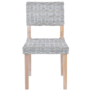 vidaXL Dining Chair 2 pcs White Washed 46 x 55 x 84 cm Kubu Rattan