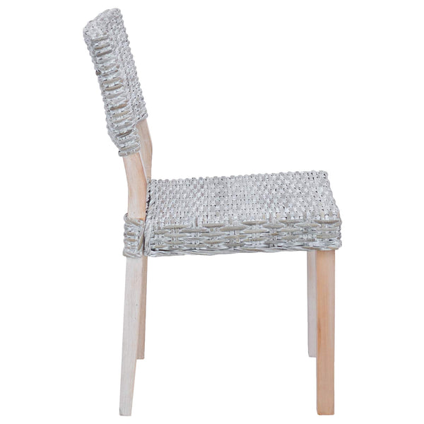 vidaXL Dining Chair 2 pcs White Washed 46 x 55 x 84 cm Kubu Rattan