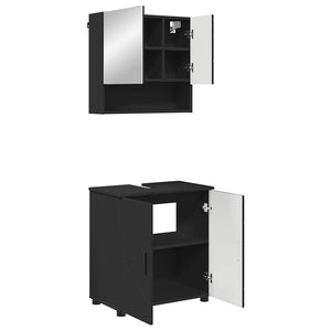 Schwarzes Badezimmermöbel-Set, 2-teilig