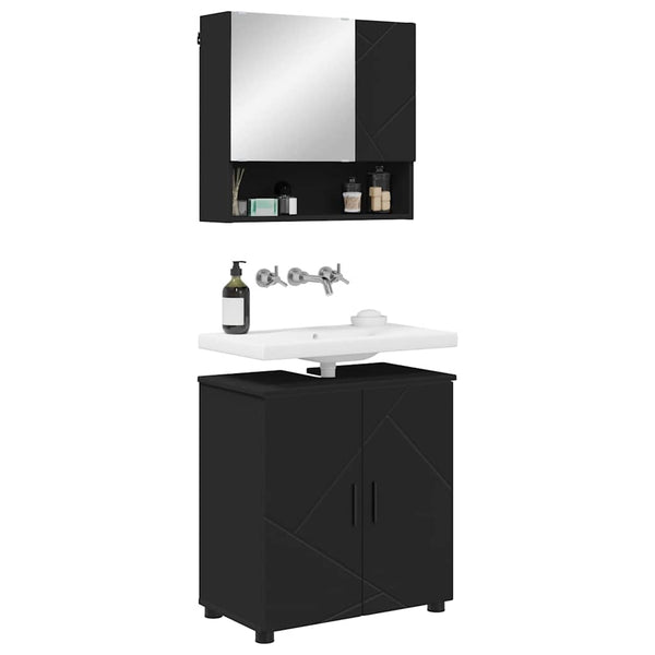 Schwarzes Badezimmermöbel-Set, 2-teilig
