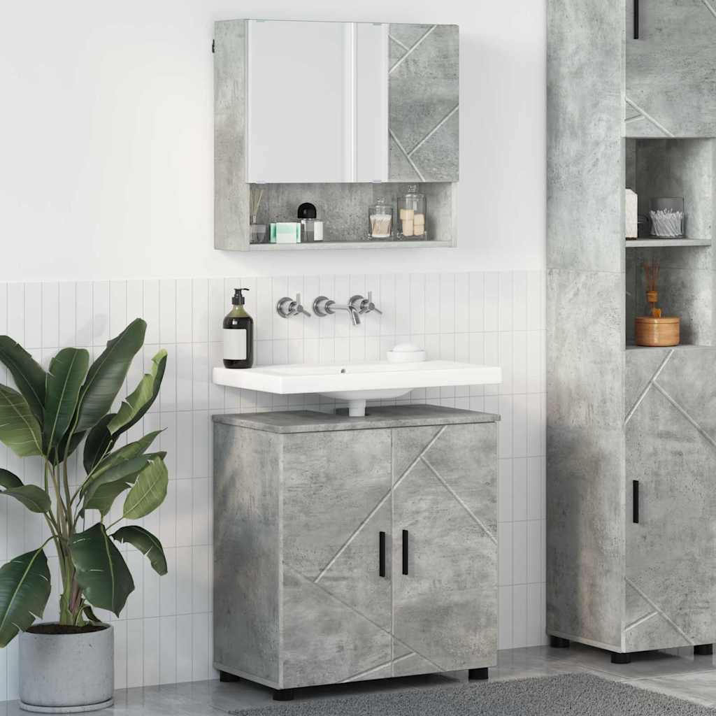 Badezimmermöbel Set Beton Grau 2-teilig