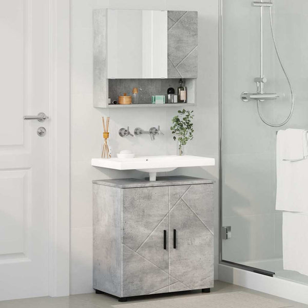 Badezimmermöbel Set Beton Grau 2-teilig