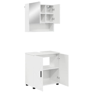 Badezimmermöbel Set, 2-teilig, Weiß Hochglanz