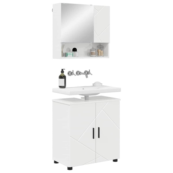 Badezimmermöbel Set, 2-teilig, Weiß Hochglanz