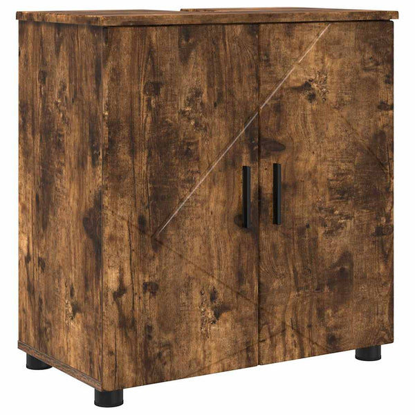 Wandmontiertes Badezimmermöbel-Set Geräucherte Eiche