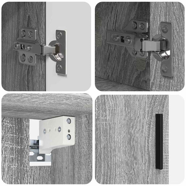 vidaXL Bathroom Furniture Set 2 pcs Sonoma Grey Engineered Wood & Metal