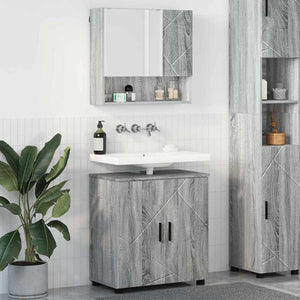 vidaXL Bathroom Furniture Set 2 pcs Sonoma Grey Engineered Wood & Metal