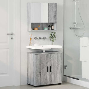 vidaXL Bathroom Furniture Set 2 pcs Sonoma Grey Engineered Wood & Metal