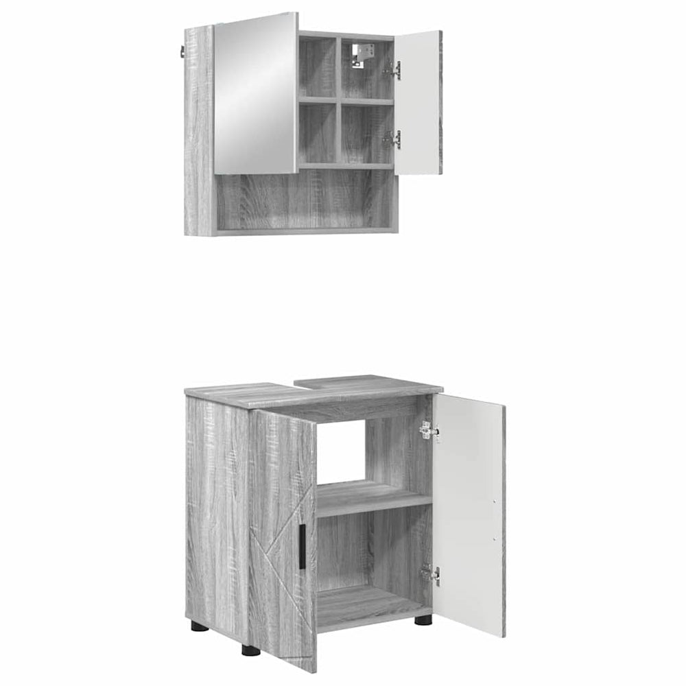 vidaXL Bathroom Furniture Set 2 pcs Sonoma Grey Engineered Wood & Metal