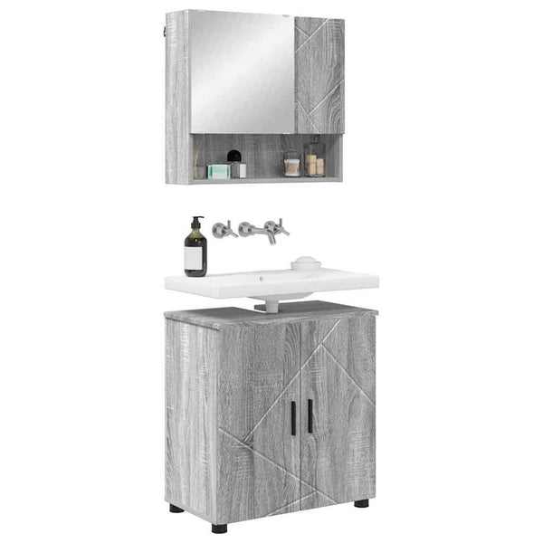 vidaXL Bathroom Furniture Set 2 pcs Sonoma Grey Engineered Wood & Metal