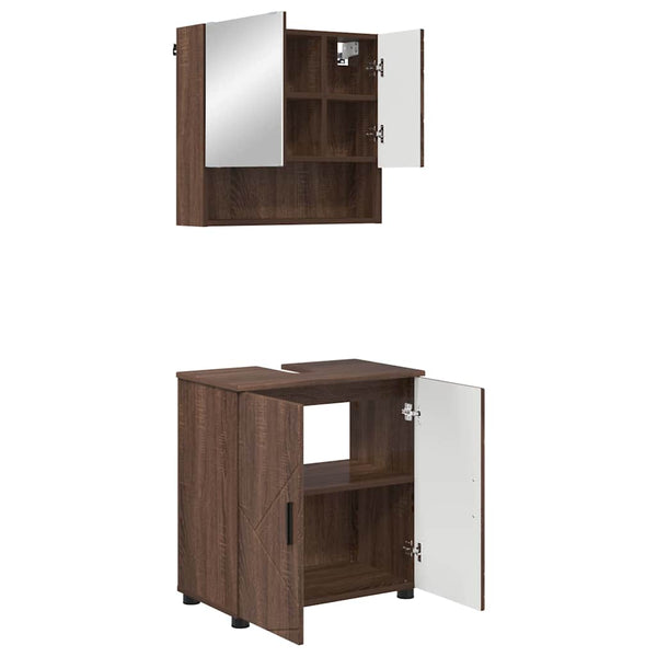 vidaXL Bathroom Furniture Set Wall-Mounted 2 pcs Brown Oak Look