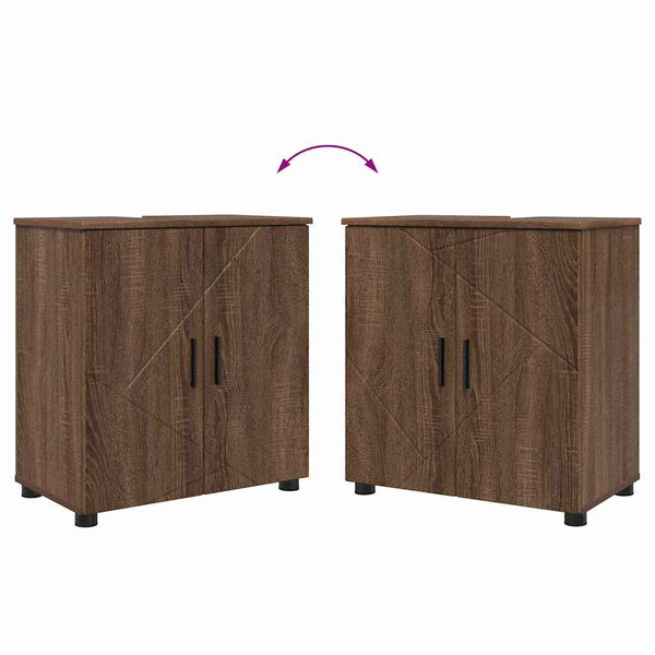 vidaXL Bathroom Furniture Set Wall-Mounted 2 pcs Brown Oak Look