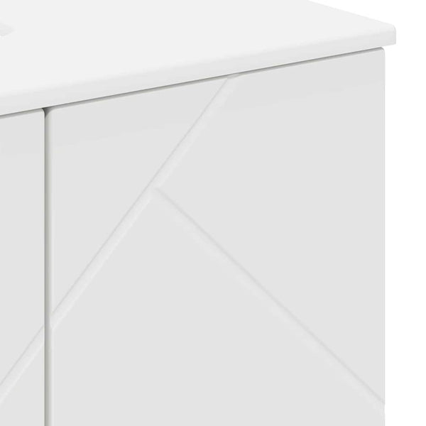 vidaXL Bathroom Furniture Set with Door 3 pcs White Engineered Wood & Metal