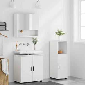 vidaXL Bathroom Furniture Set with Door 3 pcs White Engineered Wood & Metal
