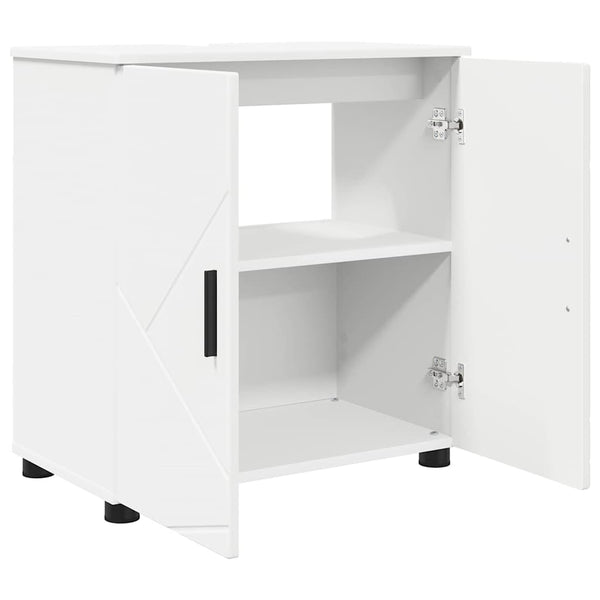 vidaXL Bathroom Furniture Set with Door 3 pcs White Engineered Wood & Metal