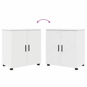 vidaXL Bathroom Furniture Set with Door 3 pcs White Engineered Wood & Metal