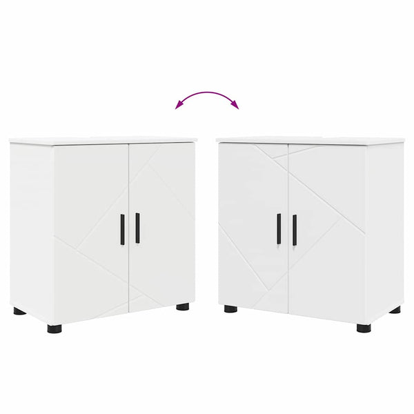 vidaXL Bathroom Furniture Set with Door 3 pcs White Engineered Wood & Metal