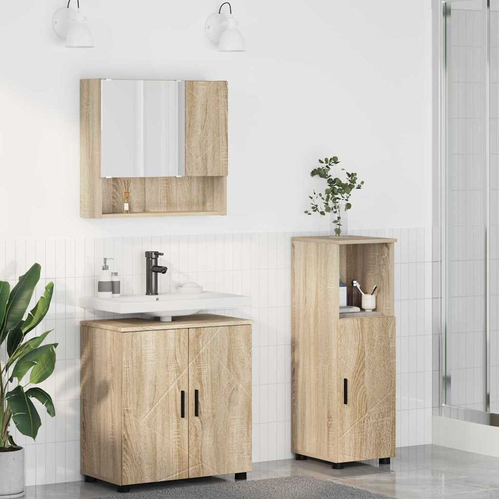 vidaXL 3-Piece Bathroom Furniture Set Sonoma Oak Engineered Wood & Metal