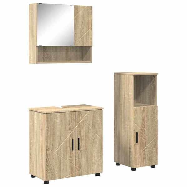 vidaXL 3-Piece Bathroom Furniture Set Sonoma Oak Engineered Wood & Metal