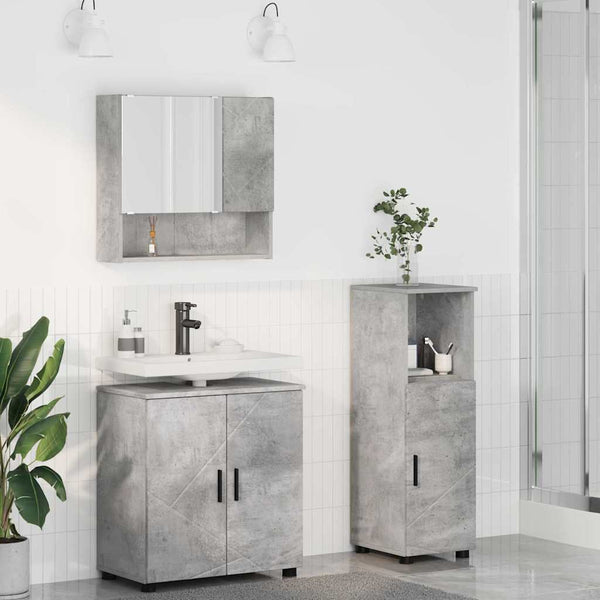 vidaXL Bathroom Furniture Set Wall-Mounted 3 pcs Concrete Grey Engineered Wood