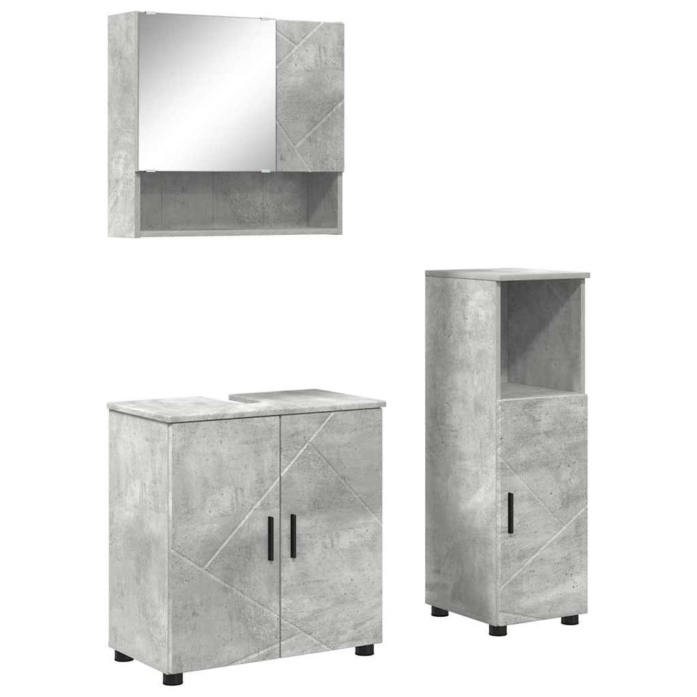 vidaXL Bathroom Furniture Set Wall-Mounted 3 pcs Concrete Grey Engineered Wood