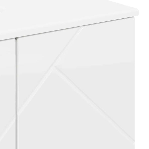 vidaXL Bathroom Furniture Set 3 pcs High Gloss White Engineered Wood & Metal