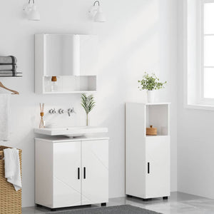 vidaXL Bathroom Furniture Set 3 pcs High Gloss White Engineered Wood & Metal