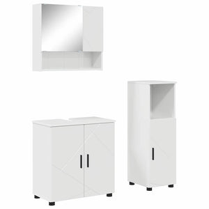 vidaXL Bathroom Furniture Set 3 pcs High Gloss White Engineered Wood & Metal