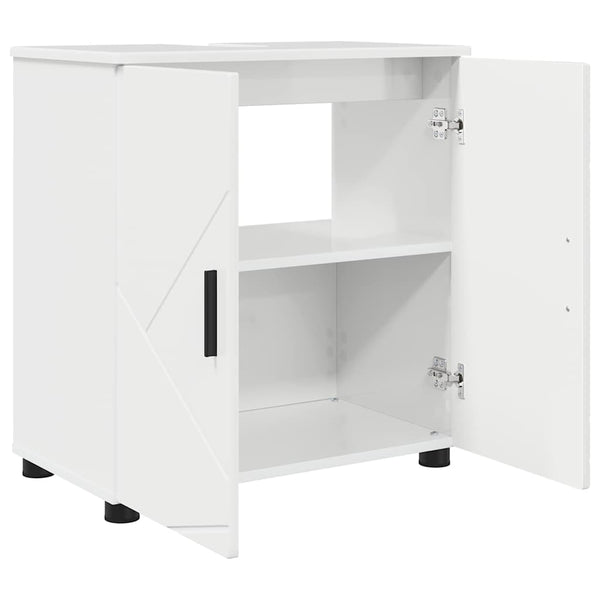 vidaXL Bathroom Furniture Set 3 pcs High Gloss White Engineered Wood & Metal