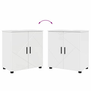 vidaXL Bathroom Furniture Set 3 pcs High Gloss White Engineered Wood & Metal