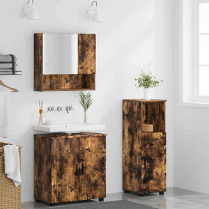 vidaXL Bathroom Furniture Set Wall-mounted 3 pcs Smoked Oak