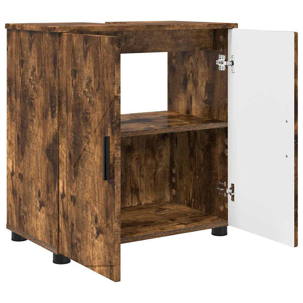 vidaXL Bathroom Furniture Set Wall-mounted 3 pcs Smoked Oak