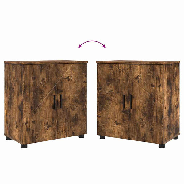 vidaXL Bathroom Furniture Set Wall-mounted 3 pcs Smoked Oak