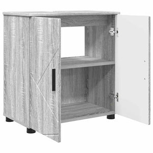 vidaXL Bathroom Furniture Set 3 pcs Sonoma Grey Engineered Wood & Metal