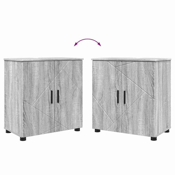 vidaXL Bathroom Furniture Set 3 pcs Sonoma Grey Engineered Wood & Metal