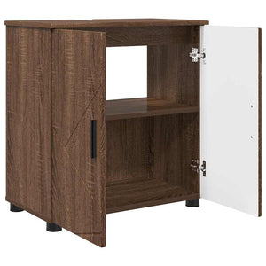 vidaXL Wall-Mounted Bathroom Furniture Set 3 pcs Brown Oak Look