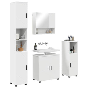 vidaXL Bathroom Furniture Set with Door 4 pcs White Engineered Wood & Metal
