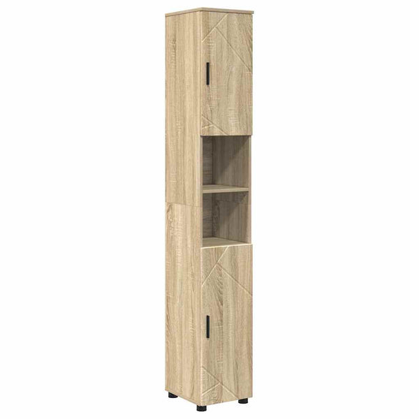 vidaXL Bathroom Furniture Set 4 pcs Sonoma Oak Engineered Wood & Metal