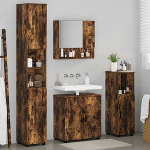 vidaXL Wall-Mounted Bathroom Furniture Set 4 Pieces Smoked Oak
