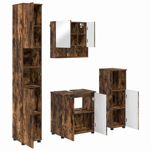 vidaXL Wall-Mounted Bathroom Furniture Set 4 Pieces Smoked Oak