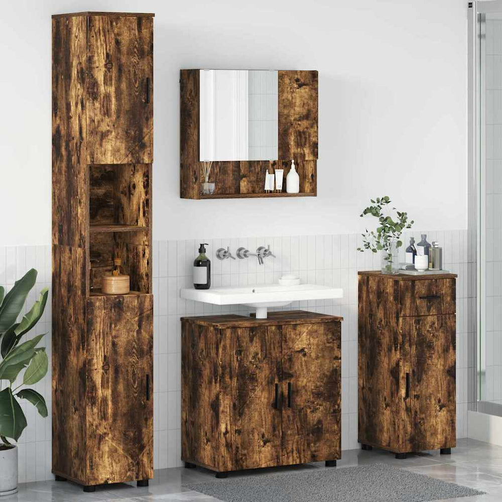 vidaXL Bathroom Furniture Set with Drawers 4 pcs Smoked Oak