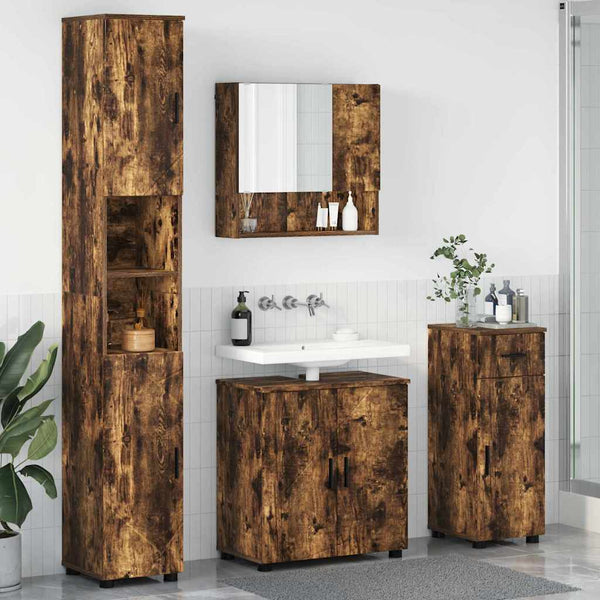 vidaXL Bathroom Furniture Set with Drawers 4 pcs Smoked Oak