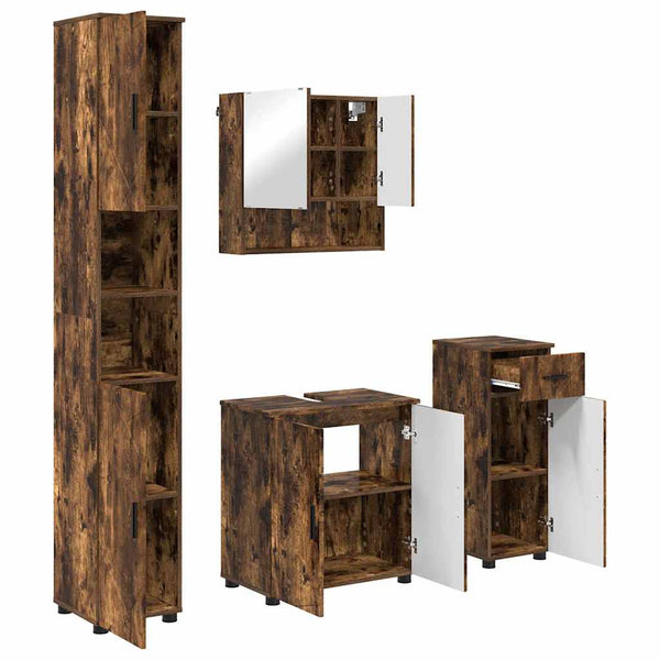 vidaXL Bathroom Furniture Set with Drawers 4 pcs Smoked Oak