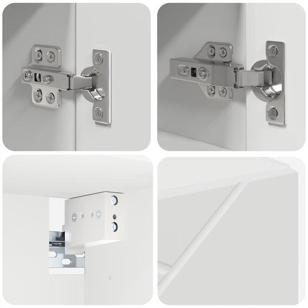 vidaXL Bathroom Furniture Set with Door 5 pcs White Engineered Wood & Metal