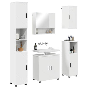 vidaXL Bathroom Furniture Set with Door 5 pcs White Engineered Wood & Metal