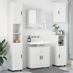 vidaXL Bathroom Furniture Set 5 pcs High Gloss White Engineered Wood & Metal