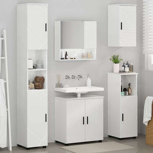 vidaXL Bathroom Furniture Set 5 pcs High Gloss White Engineered Wood & Metal