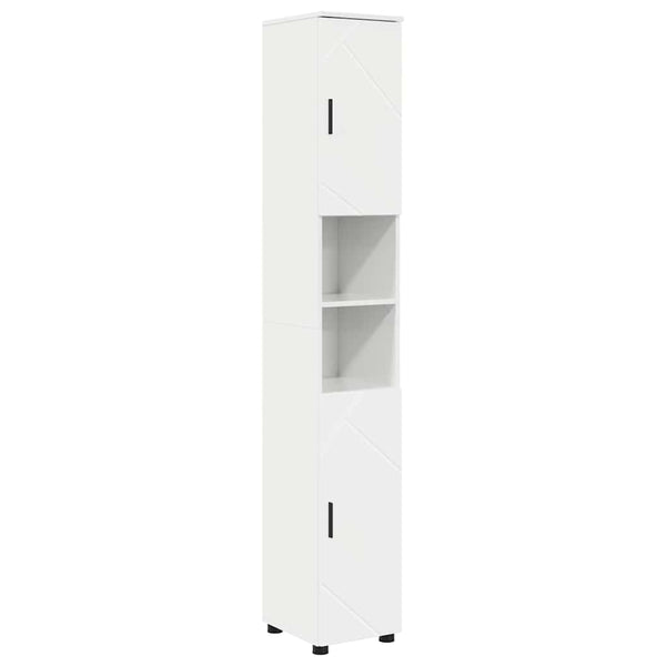 vidaXL Bathroom Furniture Set 5 pcs High Gloss White Engineered Wood & Metal