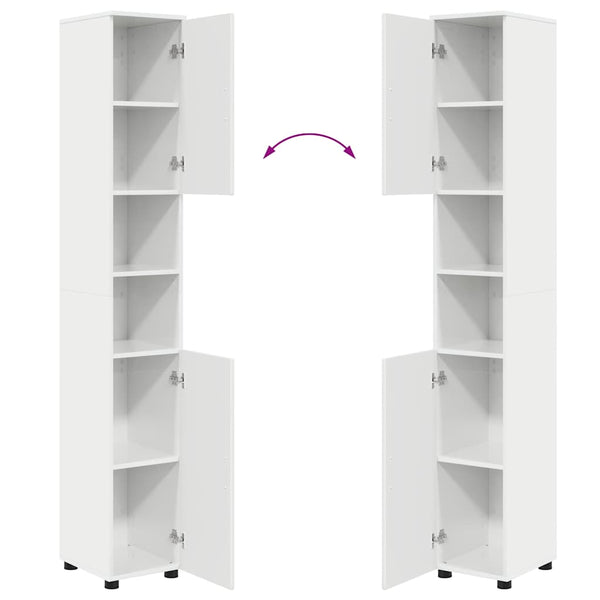 vidaXL Bathroom Furniture Set 5 pcs High Gloss White Engineered Wood & Metal